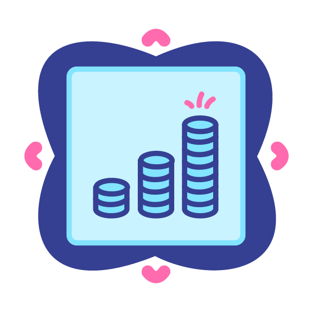 An icon depicting a stack of coins, symbolizing the value and rewards of employee training and knowledge, which can be further enhanced through effective documentation.